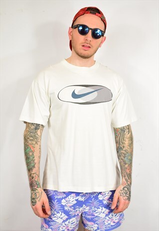 TRUE VINTAGE 90S NIKE WHITE BIG LOGO PRINT T SHIRT