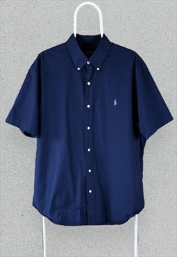 Polo Ralph Lauren Blue Shirt Short Sleeve Mens XL 17.5