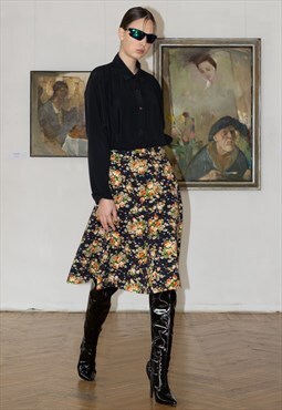 Vintage 90s floral midi skirt