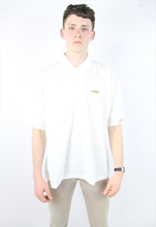 VINTAGE CALVIN KLEIN CREAM RIBBED POLO SHIRT