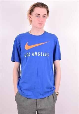 NIKE MENS VINTAGE T-SHIRT TOP MEDIUM BLUE 90S