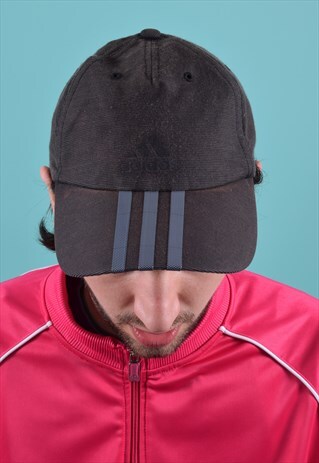 VINTAGE ADIDAS BLACK AND GREY 3 STRIPE CAP