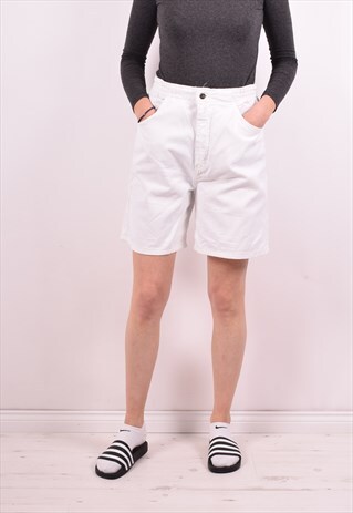 LEE WOMENS VINTAGE DENIM SHORTS W28 WHITE 90S