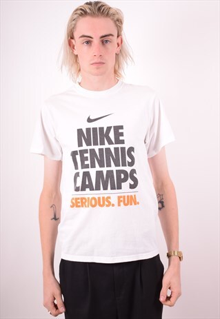 NIKE MENS VINTAGE T-SHIRT TOP SMALL WHITE 90S