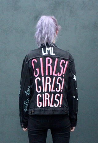 HAND PAINTED GIRLS GIRLS GIRLS VINTAGE 90S DENIM JACKET