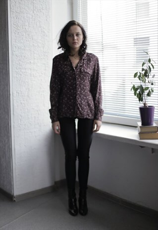 VINTAGE 80'S BROWN PATTERNED BLOUSE