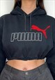 PUMA BLACK CROPPED HOODIE 