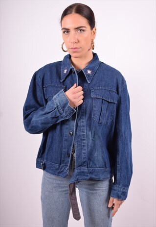 WOMENS VINTAGE DENIM JACKET XL BLUE 90'S