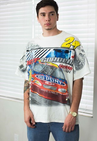 VINTAGE NASCAR RACING T-SHIRT LOGO 90S L 10.9