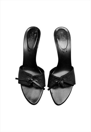 Gucci Heels Mules GG Logo Black Vintage 38 / 5 Sandals