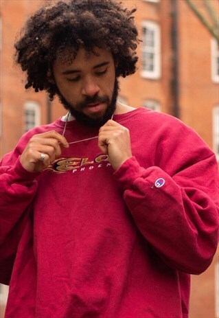 VINTAGE CHAMPION SWEATSHIRT IN A PINK / RED COLOURWAY