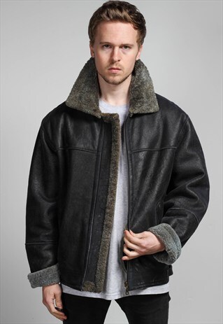 VINTAGE SUEDE AVIATOR SHERPA JACKET