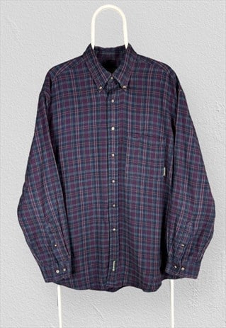 Vintage Timberland Flannel Shirt Purple Check Mens Large