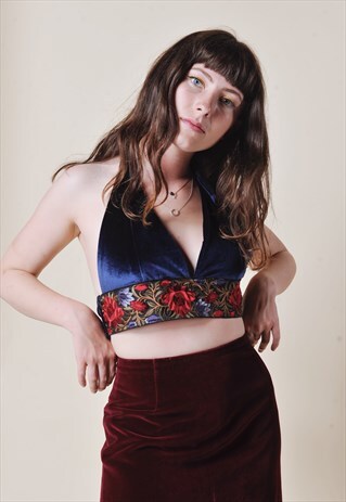 NAVY BLUE VELVET BRALETTE