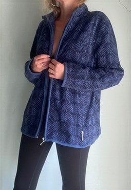 Vintage Blue Patterned Fleece Jacket