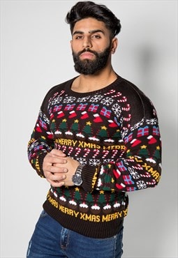 justyouroutfit Christmas Decoration Knitted Jumper Black