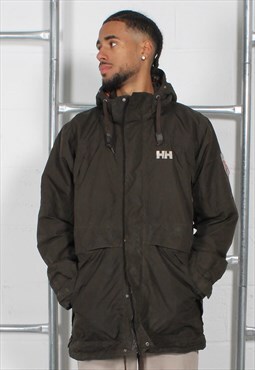 Vintage Helly Hansen Parka Coat in Brown Hooded Rain Coat XL