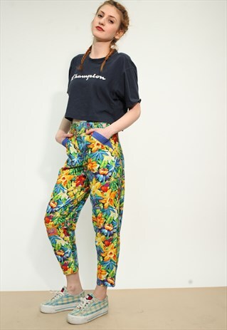 VINTAGE 80'S PORTOFINO FLORAL PRINT TROUSERS