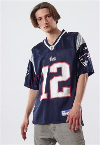 VINTAGE MENS REEBOK PATRIOTS BRADY NFL JERSEY TOP SHIRT