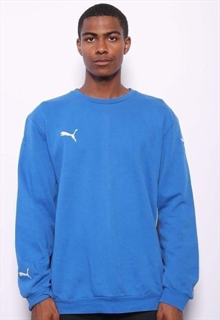 VINTAGE PUMA BIG SPELL OUT LOGO SWEATSHIRT BLUE