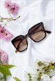 TORTOISE SHELL FULL LENS CAT EYE POINT SUNGLASSES