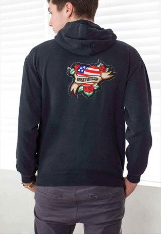 VINTAGE HARLEY-DAVIDSON PATCH HOODIE SWEATSHIRT LOGO 17.5