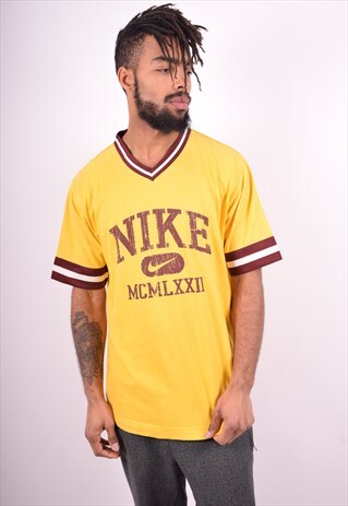 NIKE MENS VINTAGE T-SHIRT TOP XL YELLOW 90'S