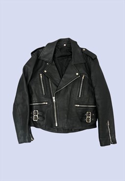 Black Faux Leather Grunge Rock Casual Biker Jacket