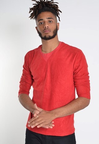 VINTAGE CHAPS RALPH LAUREN FLEECE SWEATSHIRT RED