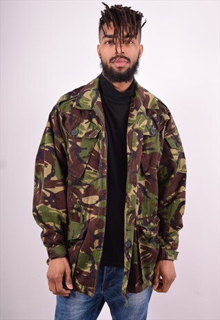 MENS VINTAGE MILITARY JACKET LARGE KHAKI 90'S