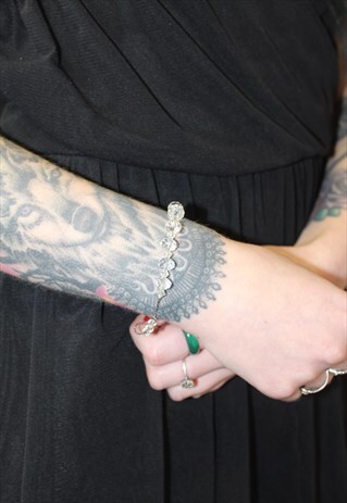 VINTAGE STYLE PRETTY JEWELLED METAL ROPE BRACELET