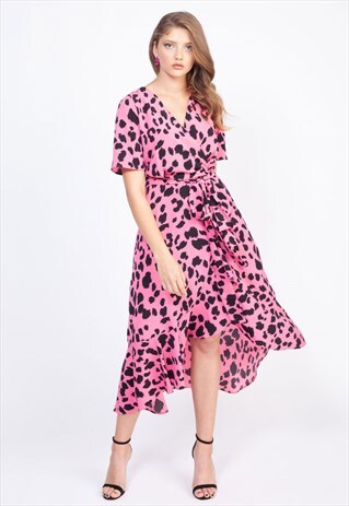 bright pink leopard print dress