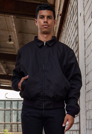 VINTAGE RETRO BLACK DENIM BOMBER JACKET