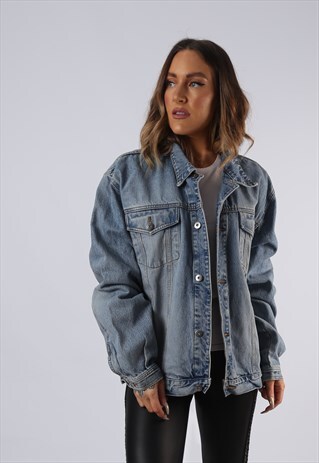 VINTAGE DENIM JACKET OVERSIZED FITTED UK 16 XL (C3L)