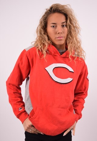 VINTAGE MAJESTIC REDS HOODIE JUMPER RED