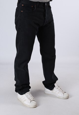 LEVIS 501'S BLACK DENIM JEANS W34 L34 (N2J)