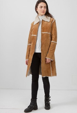 VINTAGE BROWN HOLLIES SHEARLING SHERPA COAT
