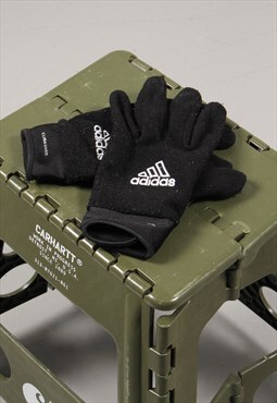 Vintage Adidas Gloves in Black Fleece Sports Gloves Small