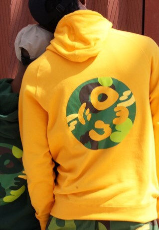 PULLOVER YELLOW HOODIE JUMBO BACK PRINT CAMOUFLAGE LOGO