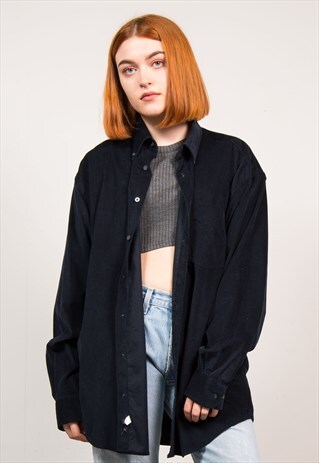 VINTAGE 90'S NAVY OVERSIZE CORD SHIRT