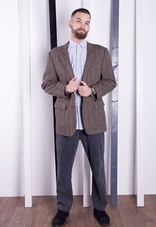 HARRIS TWEED JACKET. 1970S VINTAGE BLAZER. UNISEX.