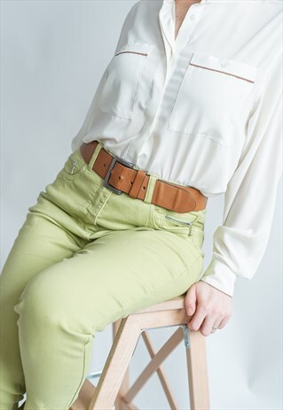 VINTAGE 70S BROWN WIDE BELT IN FAUX LEATHER