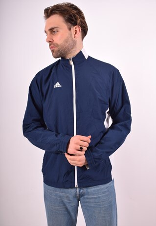 ADIDAS MENS VINTAGE TRACKSUIT TOP JACKET MEDIUM BLUE 90S