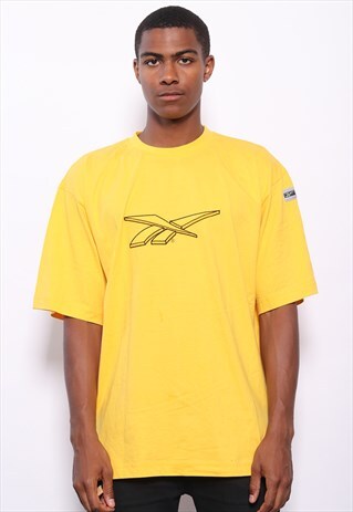 VINTAGE REEBOK BIG LOGO T-SHIRT YELLOW