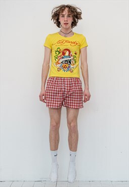 Vintage Y2K epic tattoo print soft t-shirt in bright yellow