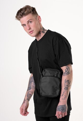 CROSS BODY FESTIVAL SHOULDER TOTE MAN BAG - BLACK/BLACK