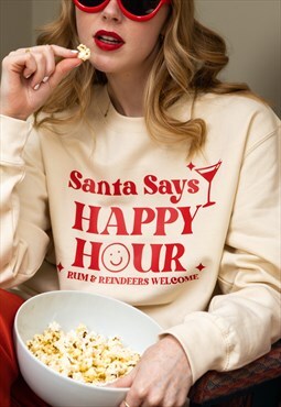 ROR Cream Santa Says Happy Hour Christmas Jumper