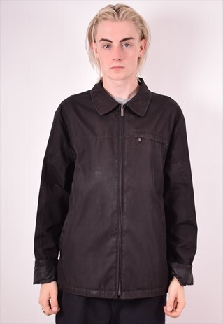 CALVIN KLEIN MENS VINTAGE HARRINGTON JACKET LARGE BLACK 90S