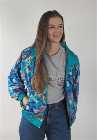 VINTAGE 80'S BLUE NYLON JACKET