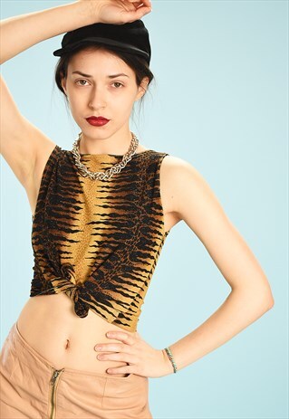 Y2K KITSCH ANIMAL PRINT SHIMMER FESTIVAL TEEN TANK TOP